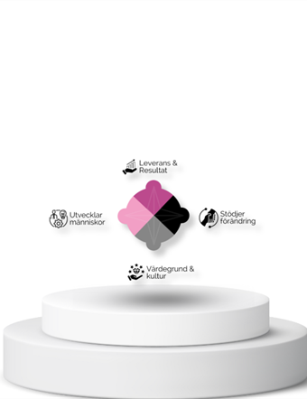 Bild på en logga för 360° företagsanalys på ett podium